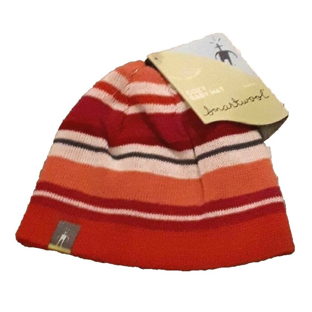 SMARTWOOL Cozy Baby Beanie Hat bright Coral Stripe ( 12 Months )